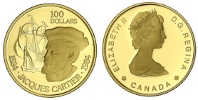 Ausländische Goldmünzen und -medaillen
Kanada
Britisch, seit 1763
100 Dollars 1984, Jacques Cartier. 16,97 g. 917/1000. In Kapsel. Polierte Platte....