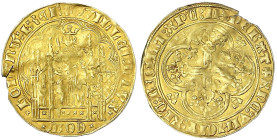 Ausländische Goldmünzen und -medaillen
Niederlande-Holland
Grafschaft. Wilhelm VI. von Bayern, 1404-1417
Chaise d`or o.J., Dordrecht. 3,72 g. sehr ...