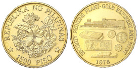 Ausländische Goldmünzen und -medaillen
Philippinen
1500 Piso 1978, Errichtung der Sicherheitsdruckerei, Goldraffinerie und Prägeanstalt in Quezon Ci...