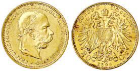 Gold der Habsburger Erblande und Österreichs
Haus Habsburg
Franz Joseph I., 1848-1916
20 Kronen 1896. 6,78 g. 900/1000. vorzüglich/Stempelglanz. He...