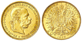 Gold der Habsburger Erblande und Österreichs
Haus Habsburg
Franz Joseph I., 1848-1916
20 Kronen 1898. 6,78 g. 900/1000. gutes vorzüglich. Herinek 3...