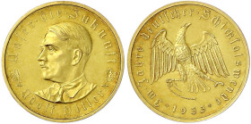 Thematische Goldmedaillen
Deutsches Reich
Drittes Reich 1933-1945
Goldmedaille Hitler 1933 auf die Machtergreifung. Brustb. Hitlers im Hemd n.l./Ad...