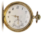 Uhren aus Gold
Taschenuhren
Schweizer Herren-Savonette mit deutschem Importstempel, graviert 1925. Herstellerzeichen Rad. Gelbgold 585/1000. Staubde...
