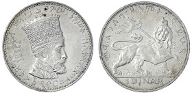 Ausländische Münzen und Medaillen
Äthiopien
Haile`Selassie` I., 1930-1936 und 1941-1974
Dinar PROBE EE 1923 = 1931. 14,68 g. vorzüglich, sehr selte...