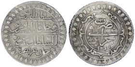 Ausländische Münzen und Medaillen
Algerien
Mahmud II., AH 1223-1252/1808-1839 AD
2 Budju AH 1241 = 1826. sehr schön, Kratzer, Rand etwas überarbeit...