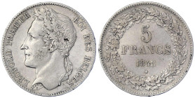 Ausländische Münzen und Medaillen
Belgien
Leopold I., 1830-1865
5 Francs 1848. fast sehr schön, kl. Randfehler. Krause/Mishler 3.2.