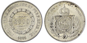 Ausländische Münzen und Medaillen
Brasilien
Pedro II., 1831-1889
2000 Reis 1865. vorzüglich/Stempelglanz. Schön 160. Krause/Mishler 466.