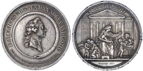 Ausländische Münzen und Medaillen
Dänemark
Frederik V., 1746-1766
Silbermedaille 1766 von Adzer, a.s. Tod. Kopf n.r. im Schlangenkreis/VETAT MORI. ...