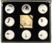 Ausländische Münzen und Medaillen
Djibouti
Djibouti, seit 1975
Sammelschatulle Shapes of Africa: 8 X 250 Francs Silber (je 1 Unze) 2018. Elefant, G...