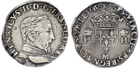 Ausländische Münzen und Medaillen
Frankreich
Heinrich II., 1547-1559
Teston 1560 M, Toulouse. sehr schön. Duplessy 1031.