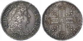 Ausländische Münzen und Medaillen
Frankreich
Ludwig XIV., 1643-1715
Ecu aux 8 L 1691 A, Paris. Mit VINC. Interess. Stempelbruch. sehr schön/vorzügl...