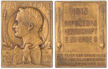 Ausländische Münzen und Medaillen
Frankreich
Napoleon I., 1804-1814, 1815
Rechteckige Bronzeplakette 1913 von Mayer & Wilhelm. 100 Jf. der Völkersc...