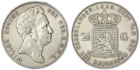 Ausländische Münzen und Medaillen
Niederlande
Willem I., 1815-1840
2 1/2 Gulden 1840. sehr schön, kl. Randfehler. Krause/Mishler 67.