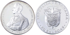 Ausländische Münzen und Medaillen
Panama
Republik, seit 1903
20 Balboas Großsilbermünze 1983. 200. Geburtstag von Simon Bolivar. In Kapsel. Poliert...