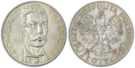 Ausländische Münzen und Medaillen
Polen
Zweite Republik, 1923-1939
10 Zlotych 1933, Traugutt. vorzüglich. Fischer OB 021. Parchimowicz 122.