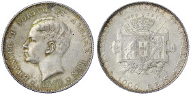 Ausländische Münzen und Medaillen
Portugal
Manuel II., 1908-1910
1000 Reis 1910. 100. Jahrestag des Krieges gegen Napoleon. vorzüglich, schöne Pati...