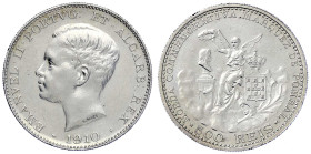 Ausländische Münzen und Medaillen
Portugal
Manuel II., 1908-1910
500 Reis 1910, Krieg auf der Halbinsel. vorzüglich, kl. Randfehler. Krause/Mishler...