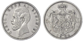 Ausländische Münzen und Medaillen
Rumänien
Carl I., 1866-1914
5 Lei 1901 B. fast sehr schön. Krause/Mishler 17.2. Davenport. 274.
