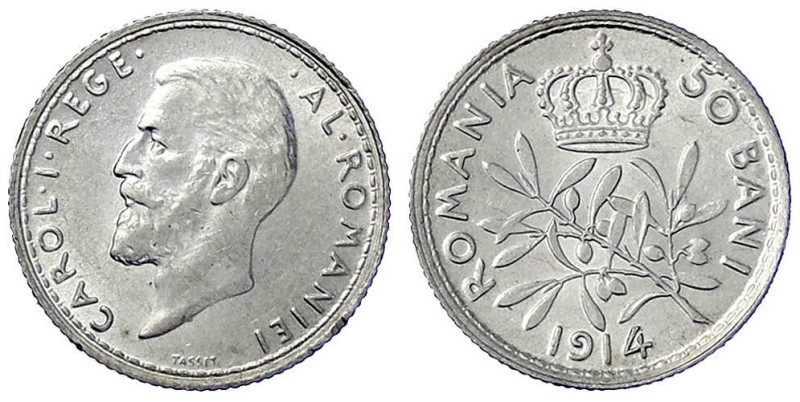 Ausländische Münzen und Medaillen
Rumänien
Carl I., 1866-1914
50 Bani 1914. f...