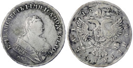 Ausländische Münzen und Medaillen
Russland
Elisabeth I., 1741-1761
Rubel 1745, Moskau, Roter Münzhof. 25,82 g. schön/sehr schön, Kratzer. Bitkin 25...