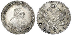 Ausländische Münzen und Medaillen
Russland
Elisabeth I., 1741-1761
Rubel 1749 Moskau, Roter Münzhof. 25,76 g. gutes sehr schön, Schrötlingsfehler, ...
