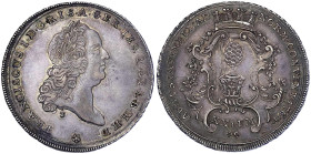 Altdeutsche Münzen und Medaillen
Augsburg-Stadt
1/2 Konventionstaler 1760 T, mit Titel und Brb. Franz I. 14,01 g. vorzüglich/Stempelglanz, Prachtexe...