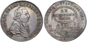 Altdeutsche Münzen und Medaillen
Bamberg, Bistum
Christoph Franz von Buseck, 1795-1802
1/2 Konventionstaler 1800. Schmales Brustb./Stadtansicht aus...