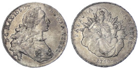 Altdeutsche Münzen und Medaillen
Bayern
Maximilian III. Joseph, 1745-1777
1/2 Madonnentaler 1762. vorzüglich/Stempelglanz, Prachtexemplar. Hahn 305...