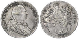 Altdeutsche Münzen und Medaillen
Bayern
Karl Theodor, 1777-1799
Madonnentaler 1780. 27,96 g. vorzüglich, Henkelspur. Hahn 345. Davenport. 1964.