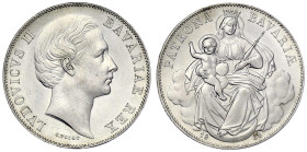 Altdeutsche Münzen und Medaillen
Bayern
Ludwig II., 1864-1886
Madonnentaler 1868. fast Stempelglanz, Prachtexemplar. Jaeger 107. Thun 105. AKS 176....