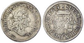 Altdeutsche Münzen und Medaillen
Brandenburg-Preußen
Friedrich Wilhelm, 1640-1688
18 Gröscher 1674 HS, Königsberg. fast sehr schön. v. Schrötter 16...