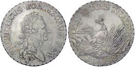 Altdeutsche Münzen und Medaillen
Brandenburg-Preußen
Friedrich II., 1740-1786
Sterbetaler 1786 A, Berlin. Mzz. zwischen zwei Punkten. vorzüglich, s...