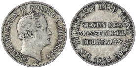 Altdeutsche Münzen und Medaillen
Brandenburg-Preußen
Friedrich Wilhelm IV., 1840-1861
Ausbeutetaler 1843 A. sehr schön. Jaeger 75. Thun 257. AKS 75...