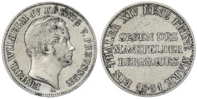 Altdeutsche Münzen und Medaillen
Brandenburg-Preußen
Friedrich Wilhelm IV., 1840-1861
Ausbeutetaler 1851 A, Berlin. gutes sehr schön. Jaeger 75. Th...
