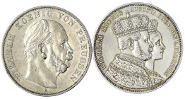 Altdeutsche Münzen und Medaillen
Brandenburg-Preußen
Wilhelm I., 1861-1888
2 Stück: Krönungstaler 1861 A, Siegestaler 1871 A. vorzüglich/Stempelgla...
