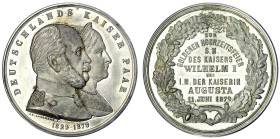 Altdeutsche Münzen und Medaillen
Brandenburg-Preußen
Wilhelm I., 1861-1888
Zinnmedaille 1879 von Langmann, zur Goldenen Hochzeitsfeier mit Augusta....