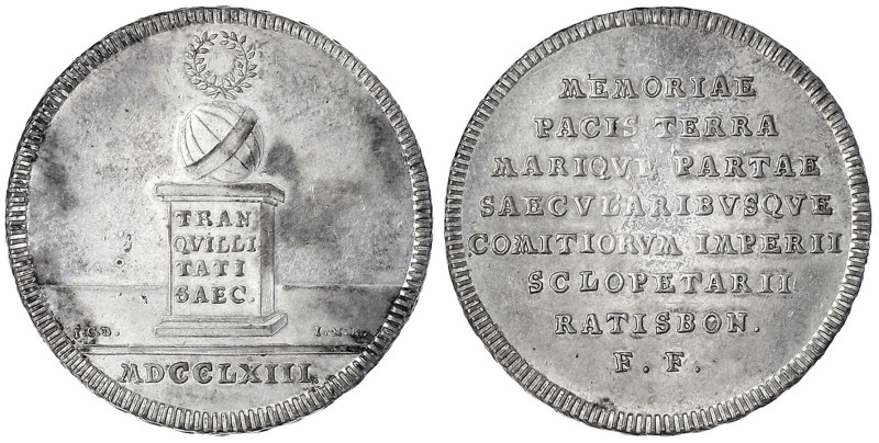 Altdeutsche Münzen und Medaillen
Regensburg-Stadt
1/2 Feinsilbertaler 1763, vo...