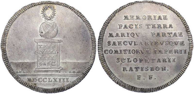 Altdeutsche Münzen und Medaillen
Regensburg-Stadt
1/2 Feinsilbertaler 1763, vo...