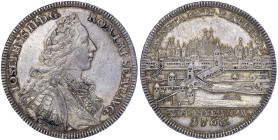 Altdeutsche Münzen und Medaillen
Regensburg-Stadt
Konventionstaler 1766, Stadtansicht. Stempel von Oexlein. 28,03 g. gutes vorzüglich, kl. Kratzer, ...