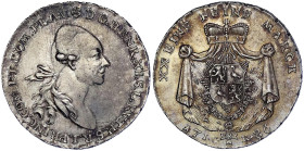 Altdeutsche Münzen und Medaillen
Reuss-ältere Linie zu Obergreiz
Heinrich XI., 1723-1800
1/2 Konventionstaler 1786, Saalfeld. 14,04 g. Stempelglanz...