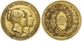 Altdeutsche Münzen und Medaillen
Reuss-jüngere Linie zu Schleiz
Heinrich LXII., 1818-1854
Vergoldete Bronzemedaille 1849 von Wilck. Vermählung der ...
