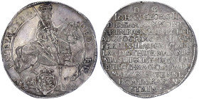 Altdeutsche Münzen und Medaillen
Sachsen-Albertinische Linie
Johann Georg II., 1656-1680
Reichstaler 1657, auf das Vikariat. 29,06 g. gutes vorzügl...