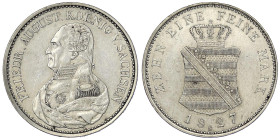 Altdeutsche Münzen und Medaillen
Sachsen-Albertinische Linie
Friedrich August I., 1806-1827
Konventionstaler 1827 S. Seltenes Jahr. fast vorzüglich...