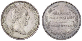 Altdeutsche Münzen und Medaillen
Sachsen-Albertinische Linie
Friedrich August I., 1806-1827
Ausbeutetaler 1827 S. Auf seinen Tod, mit Randschrift: ...