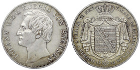 Altdeutsche Münzen und Medaillen
Sachsen-Albertinische Linie
Johann, 1854-1873
Doppeltaler 1855 F. gutes sehr schön, kl. Kratzer. Jaeger 104. Thun ...