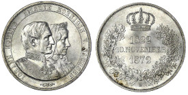 Altdeutsche Münzen und Medaillen
Sachsen-Albertinische Linie
Johann, 1854-1873
Vereinsdoppeltaler 1872 B. Zur goldenen Hochzeit/Johann und Amalie. ...