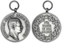 Altdeutsche Münzen und Medaillen
Sachsen-Albertinische Linie
Friedrich August III., 1904-1918
Tragbare Silbermedaille o.J. von Barduleck, für Treue...