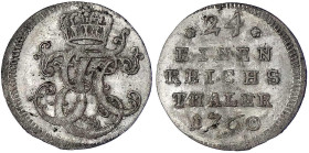 Altdeutsche Münzen und Medaillen
Sachsen-Hildburghausen
Ernst Friedrich Karl, 1745-1780
1/24 Taler 1760. vorzüglich/Stempelglanz, übl. Prägeschwäch...