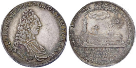 Altdeutsche Münzen und Medaillen
Sachsen- Neu-Weimar
Wilhelm Ernst, 1683-1728
1/4 Taler 1717 W, Ilmenau. Auf seinen Geburtstag und die Stiftung für...