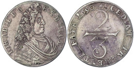 Altdeutsche Münzen und Medaillen
Schleswig-Holstein-Plön
Johann Adolf, 1671-1704
2/3 Taler 1690. Brb.n.r./große Wertzahl. sehr schön, selten. Lange...